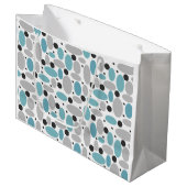 Blauw Grijs Bean Polka Dot Retro Patroon Home Deco Groot Cadeauzakje (Voorkant Gekanteld)