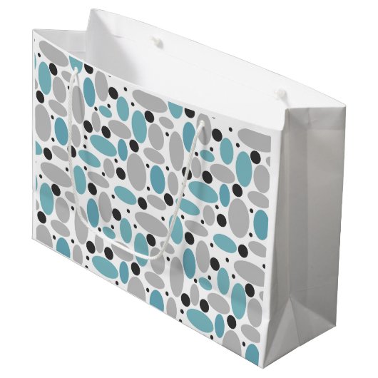 Blauw Grijs Bean Polka Dot Retro Patroon Home Deco Groot Cadeauzakje (Voorkant Gekanteld)