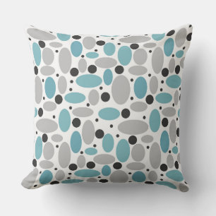 Blauw Grijs Bean Polka Dot Retro Patroon Home Deco Kussen