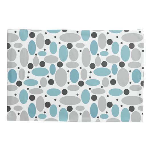 Blauw Grijs Bean Polka Dot Retro Patroon Home Deco Kussensloop (Achterkant)