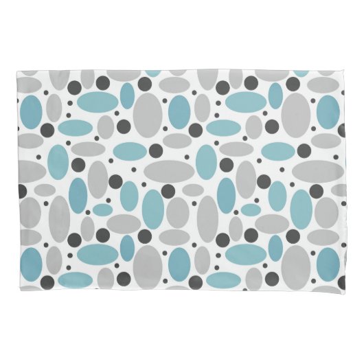 Blauw Grijs Bean Polka Dot Retro Patroon Home Deco Kussensloop (Voorkant)