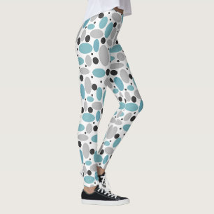 Blauw Grijs Bean Polka Dot Retro Patroon Home Deco Leggings