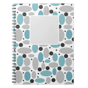Blauw Grijs Bean Polka Dot Retro Patroon Home Deco Notitieboek