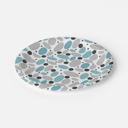 Blauw Grijs Bean Polka Dot Retro Patroon Home Deco Papieren Bordje (Gekanteld)
