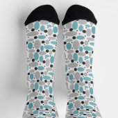 Blauw Grijs Bean Polka Dot Retro Patroon Home Deco Sokken (Top)