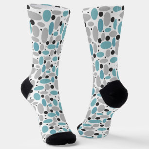 Blauw Grijs Bean Polka Dot Retro Patroon Home Deco Sokken