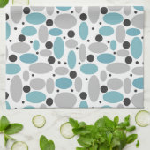 Blauw Grijs Bean Polka Dot Retro Patroon Home Deco Theedoek (Gevouwen)
