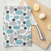 Blauw Grijs Bean Polka Dot Retro Patroon Home Deco Theedoek (Quarter Fold)
