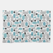 Blauw Grijs Bean Polka Dot Retro Patroon Home Deco Theedoek (Horizontaal)