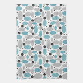 Blauw Grijs Bean Polka Dot Retro Patroon Home Deco Theedoek (Verticaal)