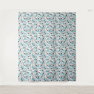 Blauw Grijs Bean Polka Dot Retro Patroon Home Deco Wandkleed
