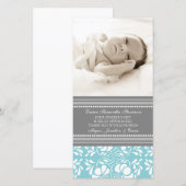 Blauw Grijs Bedankt Baby Shower Fotokaarten (Voorkant / Achterkant)