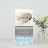 Blauw Grijs Bedankt Baby Shower Fotokaarten (Staand voorkant)