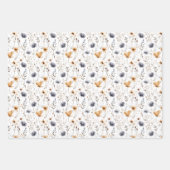 Blauw Grijs Beige Bruin Wilde Bloemen Boho Verjaar Inpakpapier Vel (Voorkant)