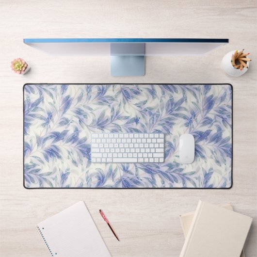 Blauw Grijs Blad Pop Art Pattern Desk Mat Pad (Kantoor 1)