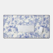 Blauw Grijs Blad Pop Art Pattern Desk Mat Pad (Keyboard & Muis)