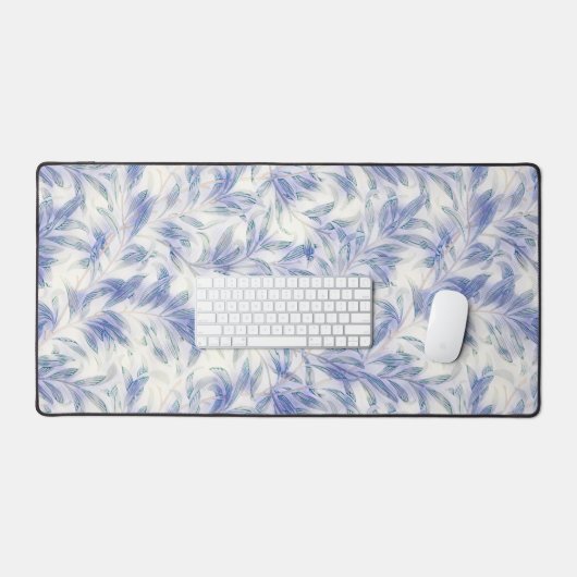 Blauw Grijs Blad Pop Art Pattern Desk Mat Pad (Keyboard & Muis)