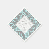 Blauw Grijs Bloemen 60e Verjaardagsfeestje Papier  Servet (Hoek)