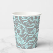 Blauw Grijs Bloemen 60e Verjaardagspartij Papieren Papieren Bekers (Achterkant)