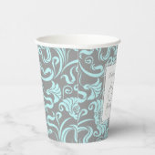 Blauw Grijs Bloemen 60e Verjaardagspartij Papieren Papieren Bekers (Rechts)