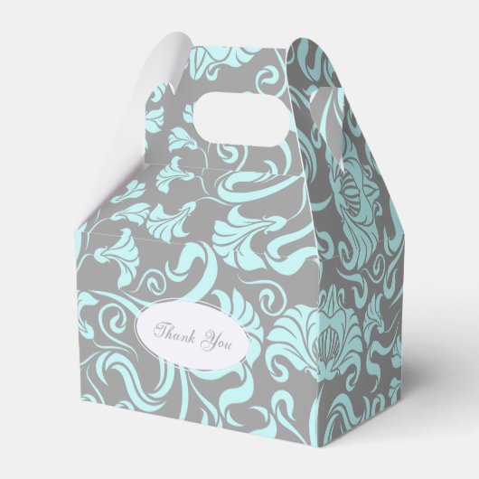 Blauw Grijs Bloemen 70e Verjaardag Dank u Favoriet Bedankdoosjes (Achterkant)