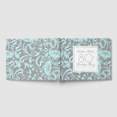 Blauw Grijs Bloemen 80ste Verjaardag Feest Gastboe Gastenboek (Volledig)