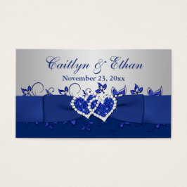 Blauw, Grijs Bloemen, Harten Bruiloft Favor Label Visitekaartjes