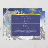 BLAUW & GRIJS  BLOEMEN KAART (Voorkant / Achterkant)