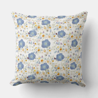 Blauw grijs bloemenontwerp kussen