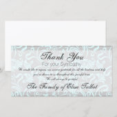 Blauw grijs bloempatroon condoleance bedank kaart (Voorkant / Achterkant)