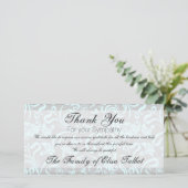 Blauw grijs bloempatroon condoleance bedank kaart (Staand voorkant)