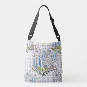 BLAUW & GRIJS BOHO BABY OLIFANT & DREAMCATCHER CROSSBODY TAS