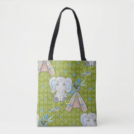 BLAUW & GRIJS BOHO BABY OLIFANT & DREAMCATCHER TOTE BAG