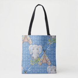 BLAUW & GRIJS BOHO BABY OLIFANT & DREAMCATCHER TOTE BAG