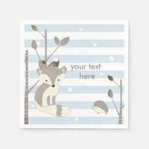 Blauw grijs bos Fox Paper Napkins Servet