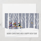 Blauw grijs bos Winter Snowfall Kersth Feestdagenkaart (Voorkant / Achterkant)