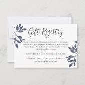 Blauw Grijs Botanisch Glitter Bruiloft Registry Ka Kaart (Voorkant)