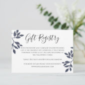 Blauw Grijs Botanisch Glitter Bruiloft Registry Ka Kaart (Staand voorkant)