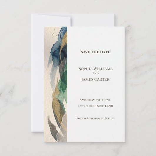 Blauw Grijs Botanisch Save The Date Kaart (Voorkant)