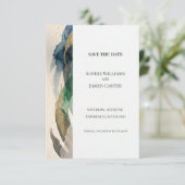Blauw Grijs Botanisch Save The Date Kaart (Staand voorkant)
