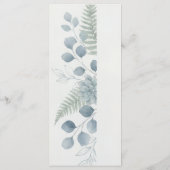 Blauw Grijs Botanisch Trouwmenu Menu (Achterkant)