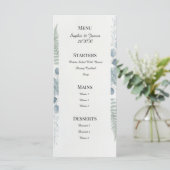 Blauw Grijs Botanisch Trouwmenu Menu (Staand voorkant)