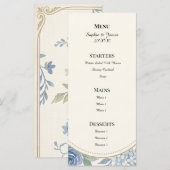 Blauw Grijs Botanische Ontvangst Menu (Voorkant / Achterkant)