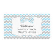 Blauw Grijs Bow stropdas baby shower adresetikette Etiket (Voorkant)