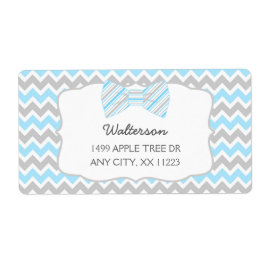 Blauw Grijs Bow stropdas baby shower adresetikette Etiket
