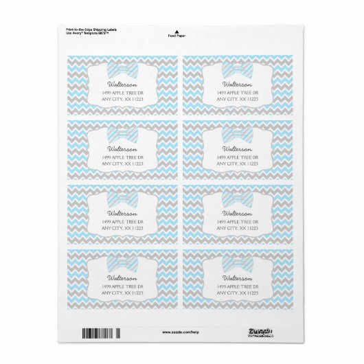 Blauw Grijs Bow stropdas baby shower adresetikette Etiket (Full Sheet)