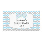 Blauw Grijs Bow stropdas baby shower waterfles / g Etiket (Voorkant)