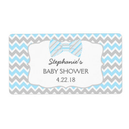 Blauw Grijs Bow stropdas baby shower waterfles / g Etiket