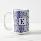 BLAUW GRIJS BREI Hoge Witte Mok + Initiaal (Links)