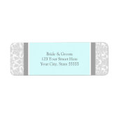 Blauw Grijs Bruiloft Aangepaste retour adreslabels Etiket (Voorkant)